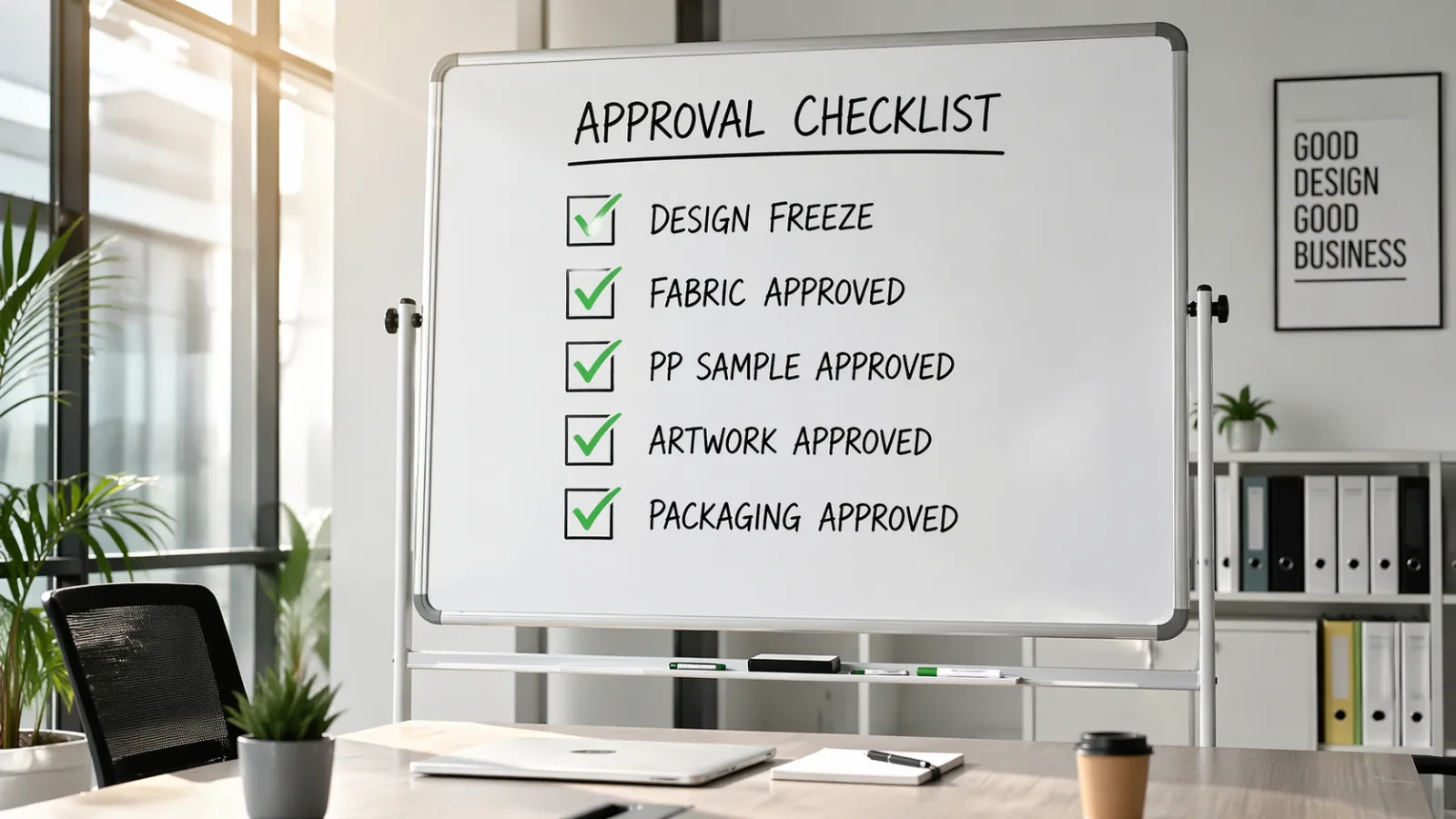 Production approval board showing milestones and deadlines