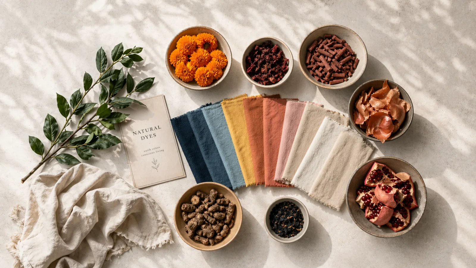 Selection of natural botanical dye ingredients for textile production