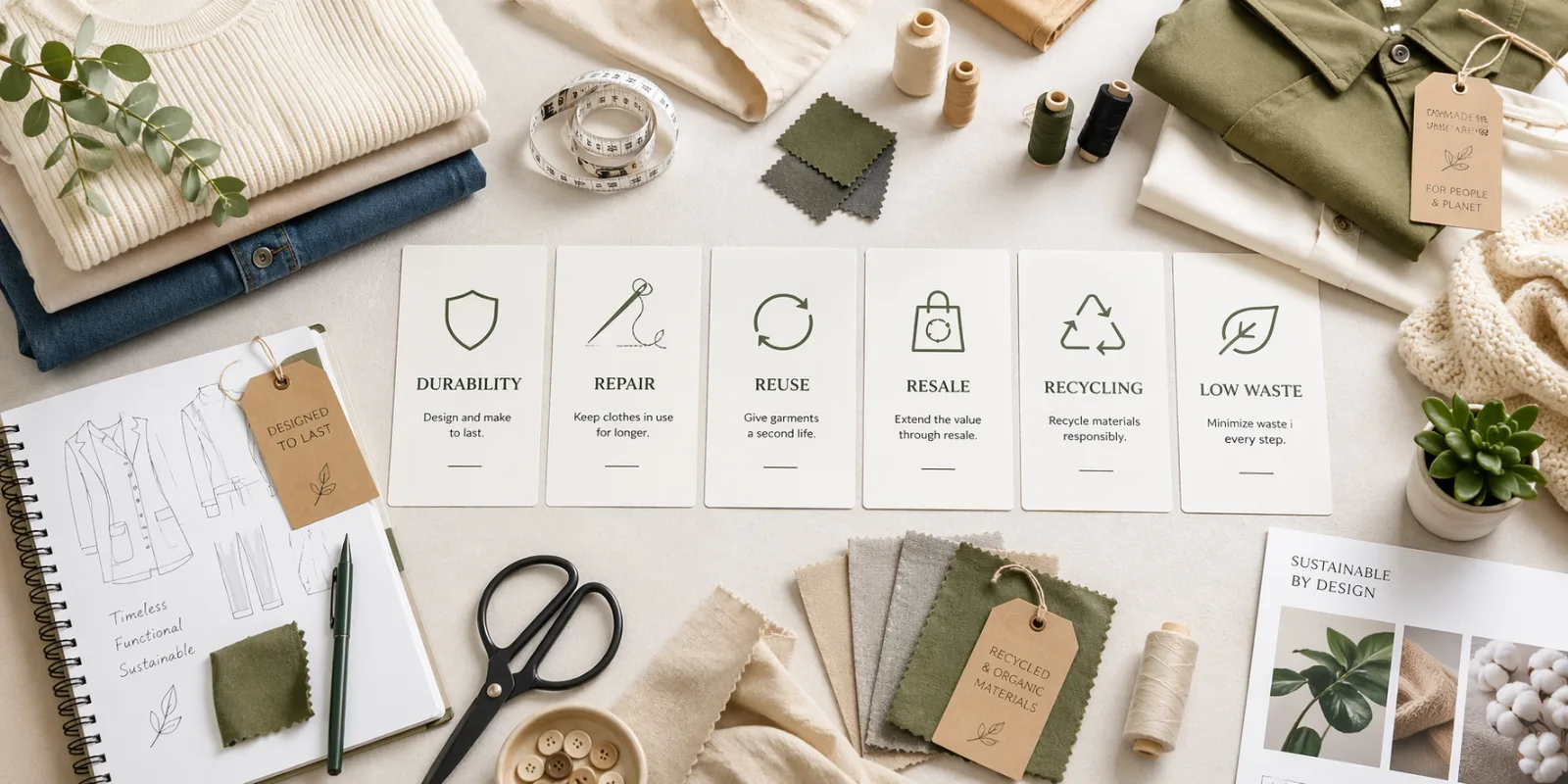 Infographic showing the five core principles of circular fashion.