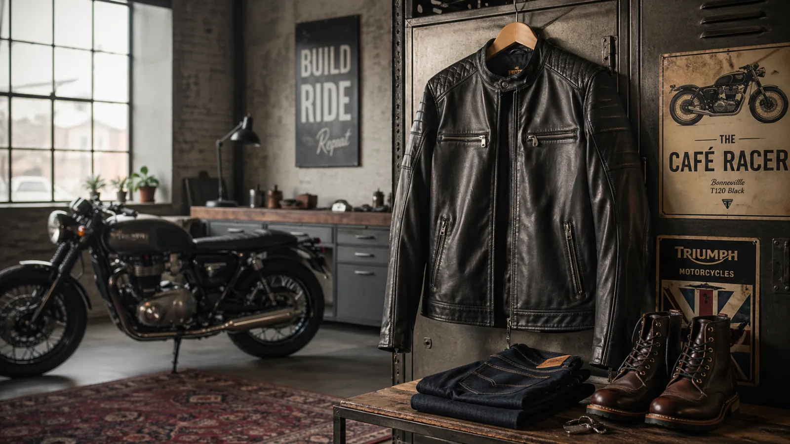 Vanson leather jacket worn in an urban lifestyle setting