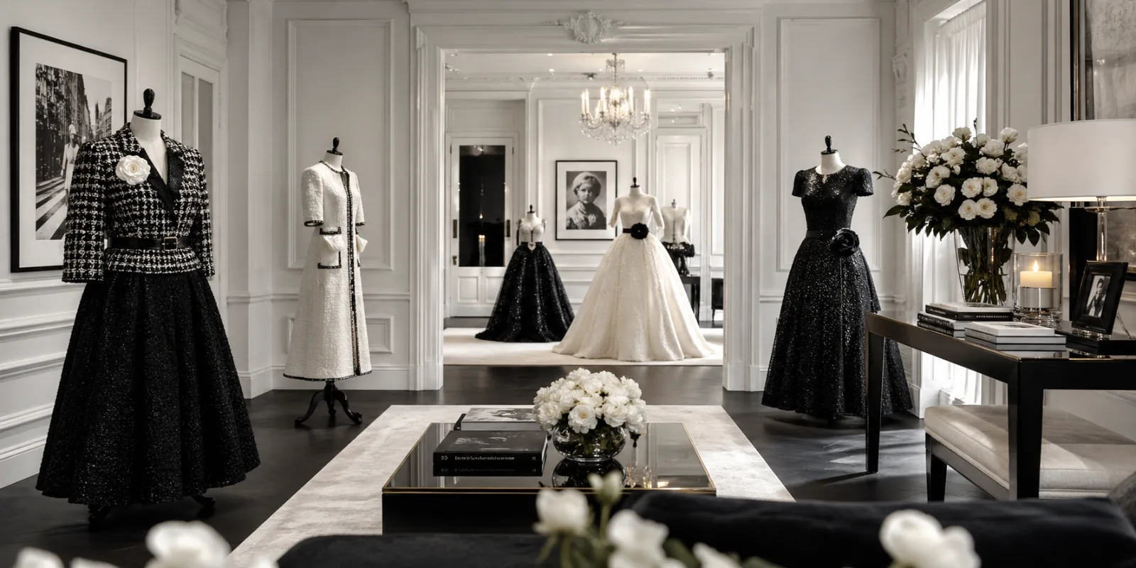 Chanel haute couture runway presentation showcasing intricate embroidery and house codes