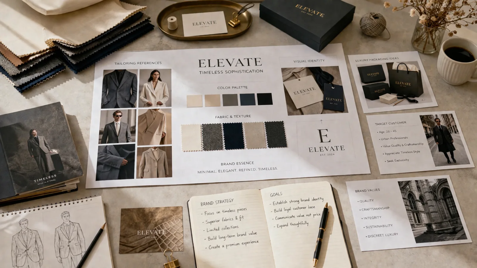 Designer sketching concepts for a high-end clothing line