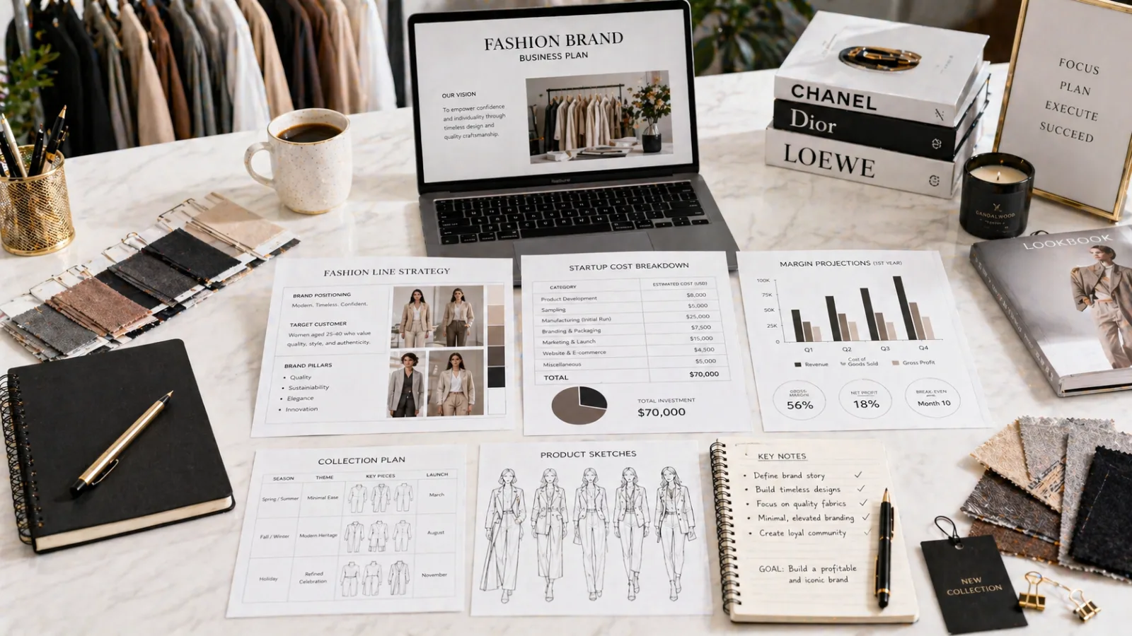 Business planning documents and financial strategy for fashion brands