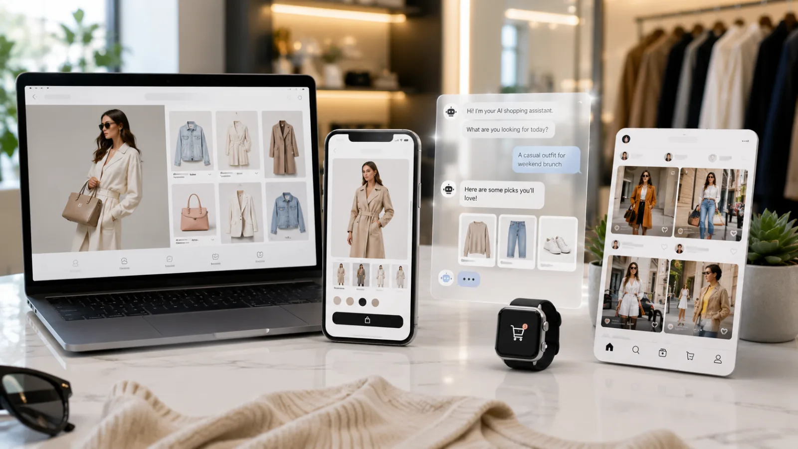 Digital marketing dashboard showing analytics for an online fashion brand