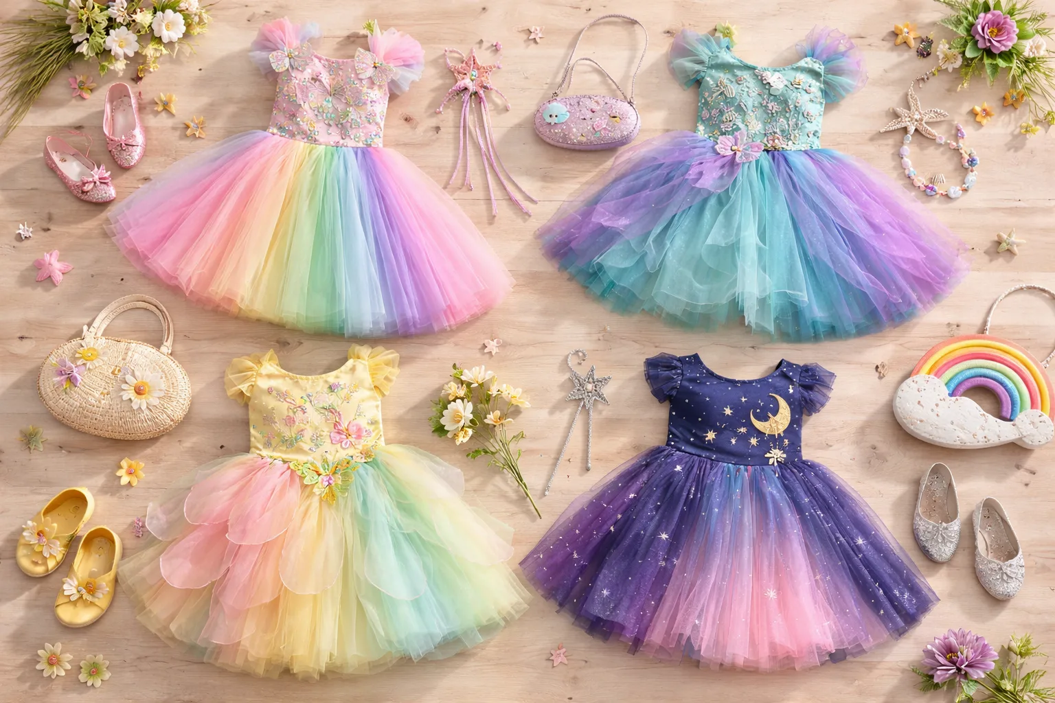 Whimsical dresses and accessories for young girls